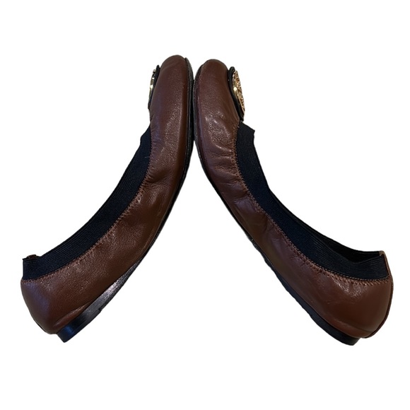 Tory Burch Caroline Brown & Black Leather Ballet Flats - 6.5 - Picture 9 of 16